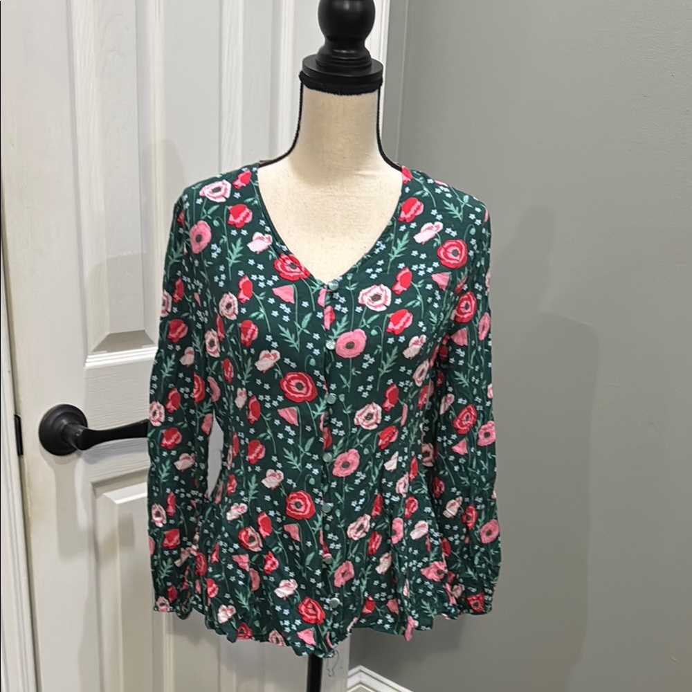 Matilda Jane Yesteryear green and Pink Floral Blouse
